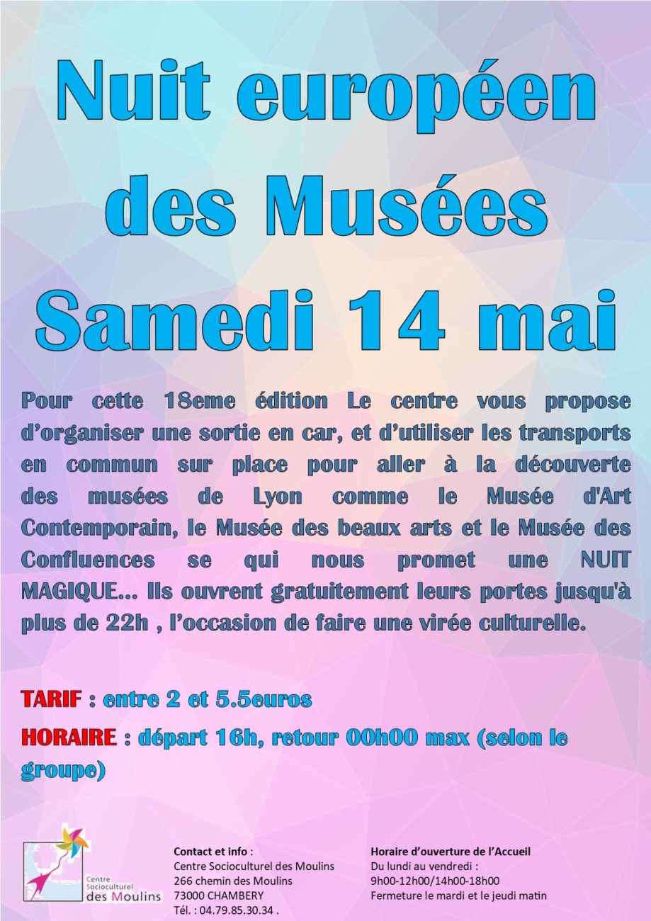 Nuit européen des Musées le samedi 14 mai